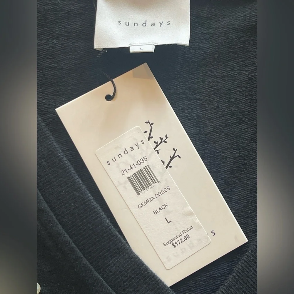 NWT Sundays Gemma Black Ruffle Mini Dress with Pearl Accents, Elastic Waist, XL - Picture 5 of 16